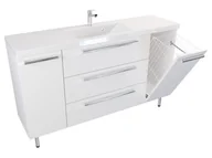 Szafki łazienkowe - Szafka Stojąca Z Umywalką ATH 140 cm DK - Biały Mat - Uchwyty Chromowane - miniaturka - grafika 1