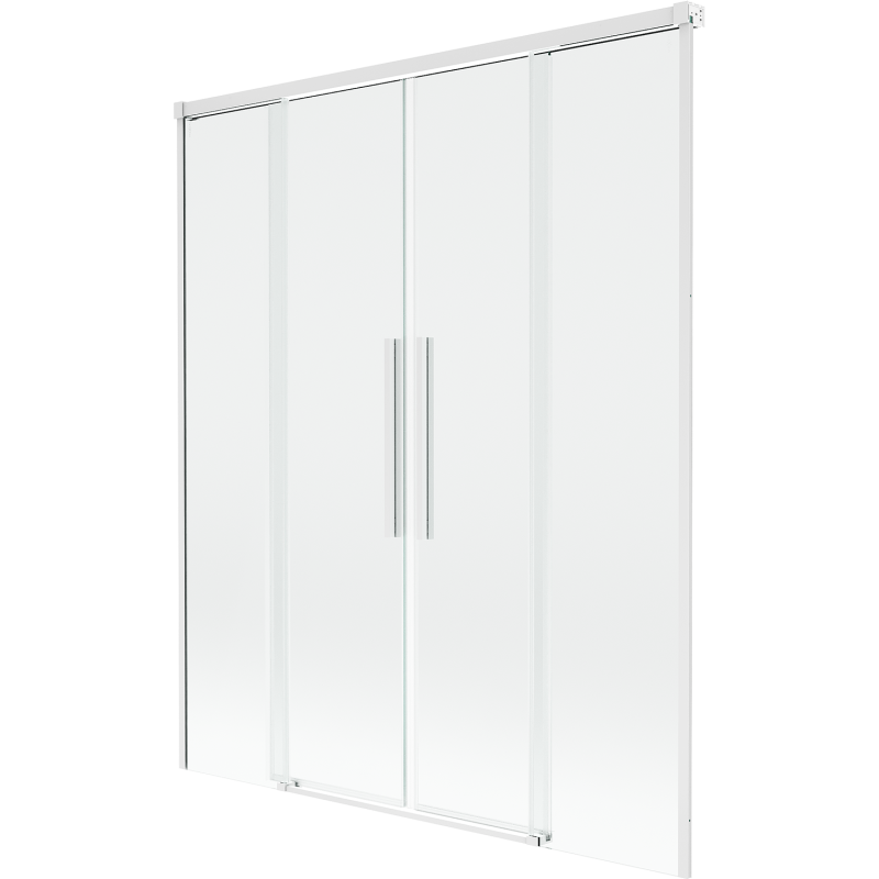 Mexen Rox parawan nawannowy 2-skrzydłowy rozsuwany 160 x 150 cm, transparent, biały - 8C9-160-002-20-00