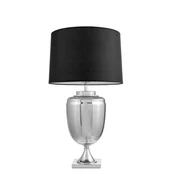Lampy stojące - Lumina Deco OLIMPIA lampa stołowa chrom podstawa szkło chrom abażur czarny E27 - miniaturka - grafika 1