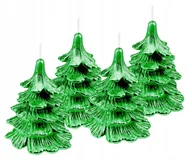 Świece - 4 x świeczki świąteczne choinka 10 cm cała zielona - miniaturka - grafika 1