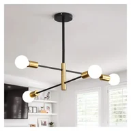 Lampy sufitowe - Żyrandol Spoutnik stylu vintage lampa wisząca źródłami światła retro industrialna lampa sufitowa nowoczesny żyrandol czarno złoty bez białej żarówki - miniaturka - grafika 1