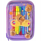 Piórniki - Piórnik Szkolny z Wyposażeniem Silikonowy Przeźroczysty Miś Kapibara Kayet - miniaturka - grafika 1