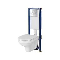 Stelaże i zestawy podtynkowe do WC - Cersanit Tech Line Set B596 Zestaw Toaleta WC + deska wolnoopadająca + stelaż podtynkowy WC + przycisk spłukujący WC S701-624 - miniaturka - grafika 1