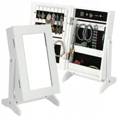 Toaletki - Toaletka Szafka Na Biżuterię Z Lustrem Biała Stojąca Szkatułka - miniaturka - grafika 1