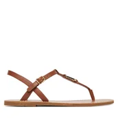 Sandały damskie - Sandały Tommy Hilfiger Leather Thong Sandal FW0FW09127 Brązowy - miniaturka - grafika 1