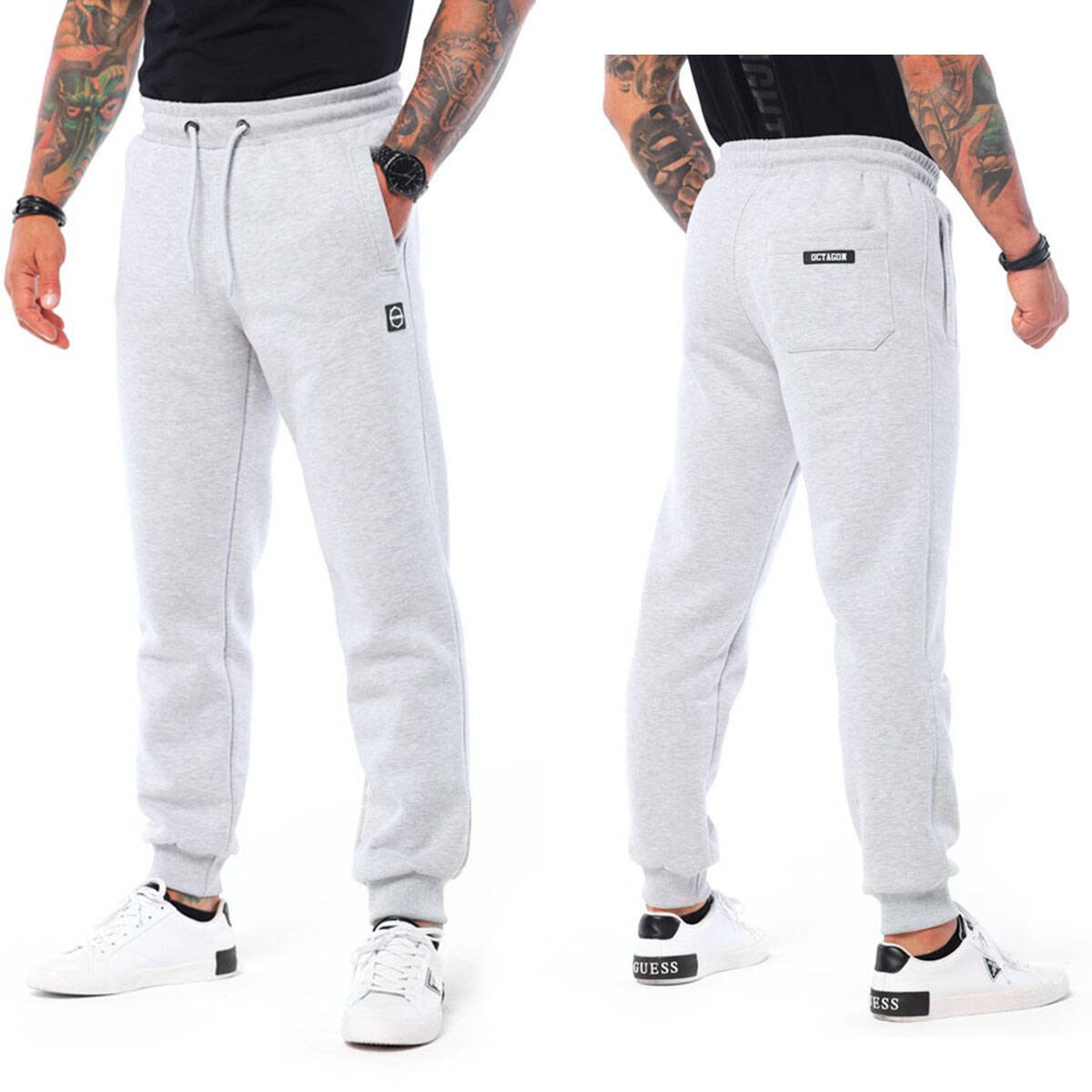 Spodnie Dresowe Bawełniane Męskie Octagon Small Logo Szare R. Xxl