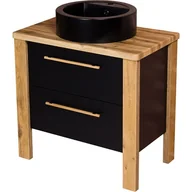 Szafki łazienkowe - Stojąca szafka łazienkowa 80 cm czarny mat z czarną umywalką Cortez Gante - miniaturka - grafika 1