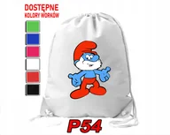 Torby szkolne - WOREK SZKOLNY NA WF BUTY SPORTOWY DLA DZIECKA SMERFY 5 WZORÓW + IMIĘ - miniaturka - grafika 1