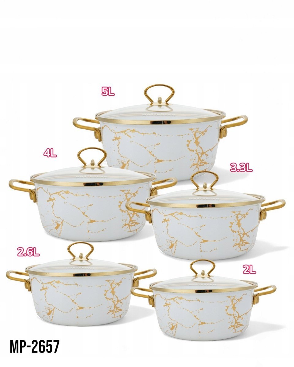 Garnki Emaliowane 10 el. Indukcja Gaz - Wysoka Jakość MASTERPAN