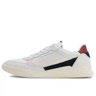 Buty sportowe męskie - Buty Tommy Hilfiger Elevated Cupsole Leather FM0FM04490-AC0 - białe - grafika 1