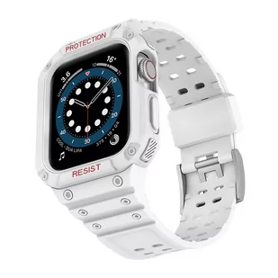 Protect Strap Band opaska z etui do Watch 7 / 6 / 5 / 4 / 3 / 2 / SE (41 / 40 / 38mm) obudowa pancerny pokrowiec na zegarek biały - Etui i futerały do telefonów - miniaturka - grafika 2