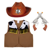 Dresy i komplety dla chłopców - ZESTAW KOWBOJ BRĄZOWY 134-140 4el - miniaturka - grafika 1