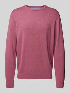 Sweter z dzianiny z wyhaftowanym logo - Swetry męskie - miniaturka - grafika 1