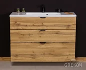 Szafki łazienkowe - Szafka łazienkowa wisząca z umywalką dąb naturalny 100 cm Victa Gante - miniaturka - grafika 1