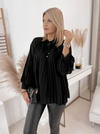 Bluzki damskie - BLUZKA PLISS CZARNA UNI - Ubra - miniaturka - grafika 1