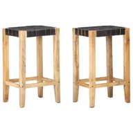 Taborety i hokery - vidaXL Lumarko Stołki barowe, 2 szt., czarne, skóra naturalna , 75 cm 321835 - miniaturka - grafika 1