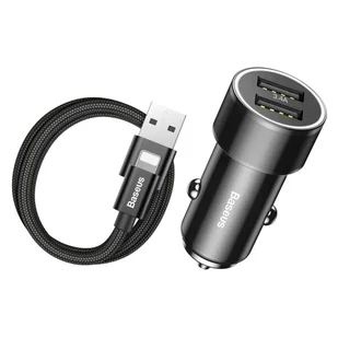 Baseus Baseus Small Screw - Ładowarka samochodowa 2 x USB, 3.4 A + kabel Lightning (czarny) b2btrade-TZXLD-A01-0 - Ładowarki samochodowe - miniaturka - grafika 15
