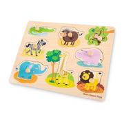 Zabawki interaktywne dla dzieci - New Classic Toys - Drewniane Puzzle Safari (8 elementów) - miniaturka - grafika 1