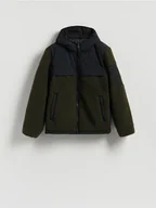 Kurtki męskie - Reserved - Kurtka sherpa - ciemnozielony - miniaturka - grafika 1