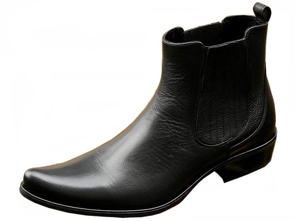 Czarne kowbojki męskie wsuwane skóra naturalna wysokie podbicie 43