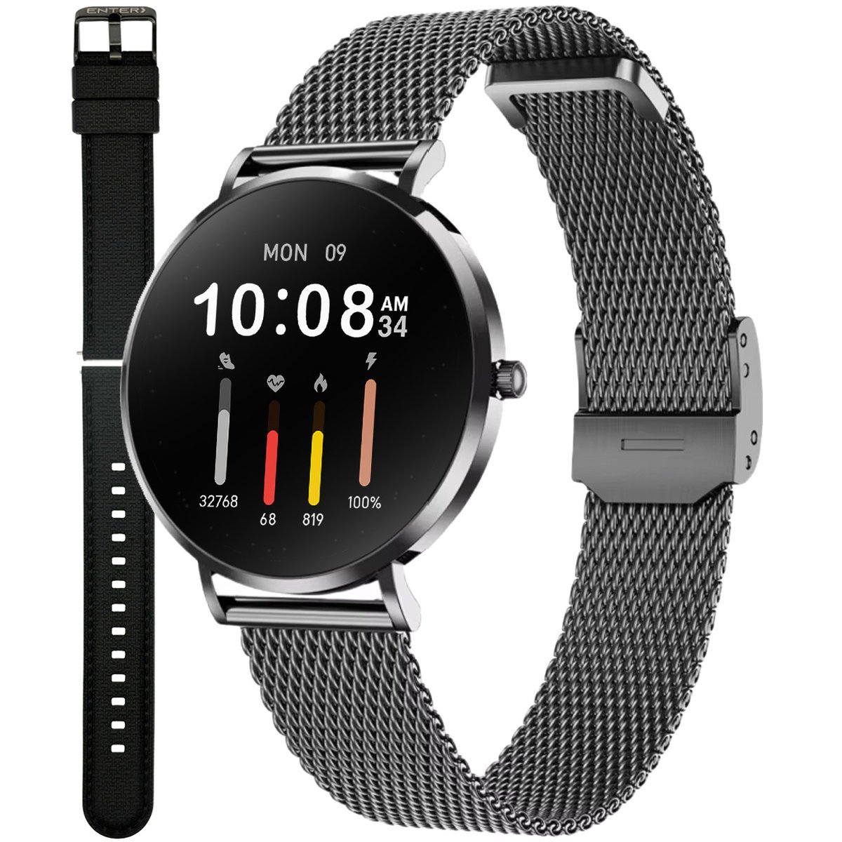 SMARTWATCH DAMSKI ENTER AURA NOWOCZESNY WIELOFUNKCYJNY PASEK + BRANSOLETA