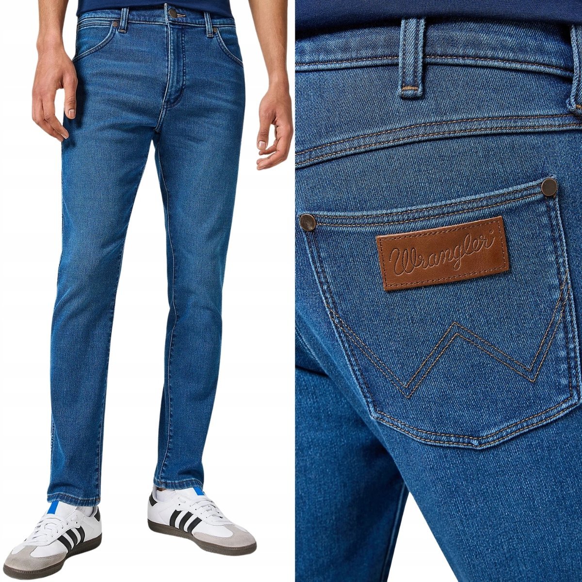Wrangler LARSTON Gavin 365WARM ciepłe dopasowane spodnie jeansowe W40 L34