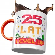 Kubki - Kubek Pomarańczowy na Urodziny 25 25te 25-te z Nadrukiem ze Zdjęciem+ Opakowanie na prezent (wzór 01) - miniaturka - grafika 1