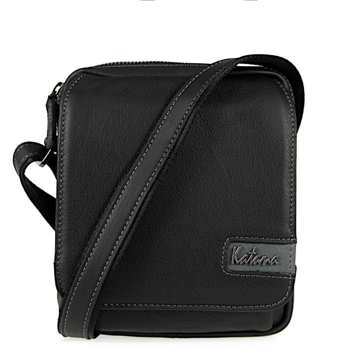 TORBA RAPORTÓWKA LISTONOSZKA SASZETKA DŁUGI PASEK naturalna skóra licowa czarna