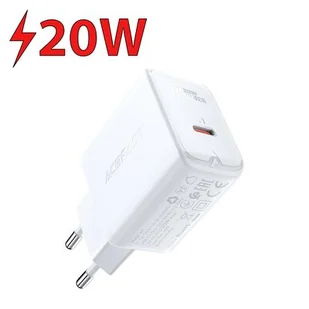 Acefast szybka ładowarka sieciowa USB Typ C 20W Power Delivery biały (A1 EU white) A1 white - Ładowarki do telefonów - miniaturka - grafika 1