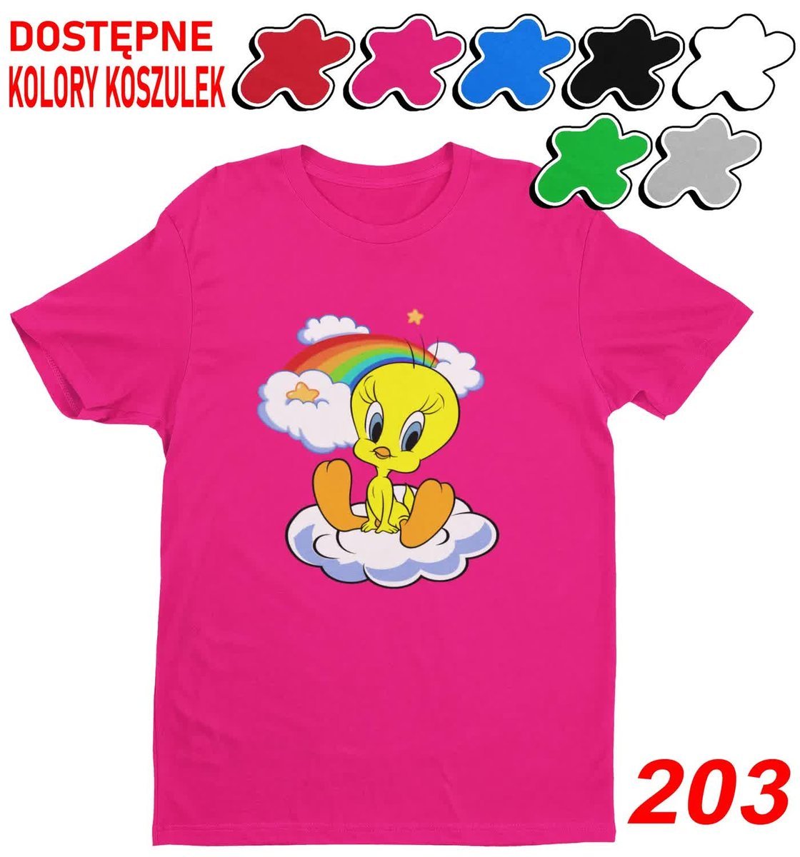 Dziecięca Koszulka Z Nadrukiem Tunes Tweety Kanarek Kot Sylwester-L 146-152