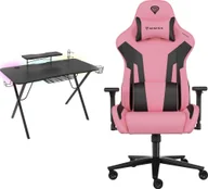 Biurka gamingowe - Biurko Genesis Holm 300 RGB Czarne 120 cmx60 cm + Fotel Nitro 720 czarno-różowy - miniaturka - grafika 1
