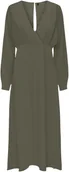 Sukienki - ONLY SUKIENKA KHAKI MIDI Z DŁUGIM RĘKAWEM I DEKOLTEM SEREK XL JQA - miniaturka - grafika 1