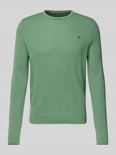 Sweter z dzianiny z wyhaftowanym logo - Swetry męskie - miniaturka - grafika 1