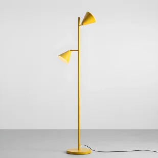 Lampa stojąca w kolorze musztardowym Form z dwoma regulowanymi kloszami w kształcie stożków - Lampy stojące - miniaturka - grafika 1