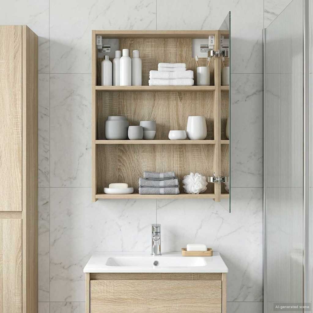 vidaXL vidaXL Szafka z lustrem do łazienki Dąb Sonoma 50 x 14,5 x 70 cm