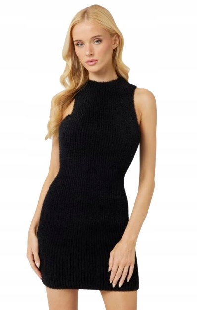 GUESS CZARNA PRĄŻKOWANA SUKIENKA BEZ RĘKAWÓW MINI XS GNA