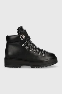 Tommy Hilfiger botki Leather Outdoor Flat Boot damskie kolor czarny na platformie lekko ocieplone - Botki damskie - miniaturka - grafika 1