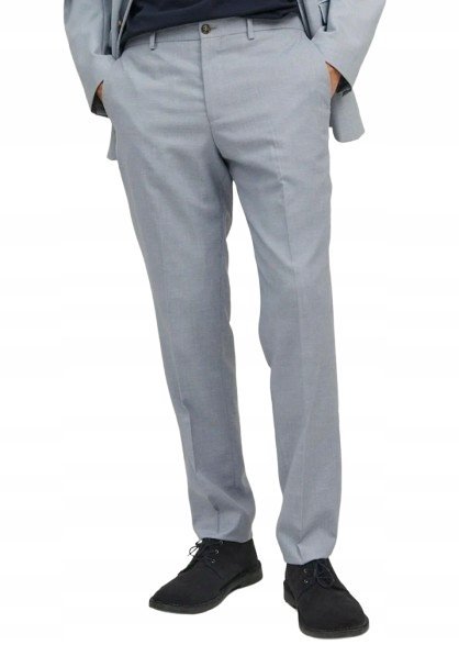 JACK & JONES ELEGANCKIE SPODNIE MĘSKIE DŁUGIE SZARE Z WEŁNĄ 46 J7A