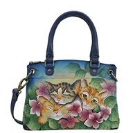 Torebki damskie - Anna by Anuschka Damski ręcznie malowany skórzany mały tornister - trzy kocięta niebieski, jeden rozmiar, Trzy kocięta niebieskie, Rozmiar Uniwersalny - miniaturka - grafika 1