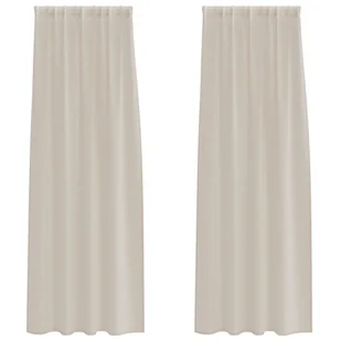 vidaXL Zasłony z zasłonami 2 pcs Piasek 140 x 260 cm Poliester - Zasłony vidaXL Zasłony z zasłonami 2 pcs Piasek 140 x 260 cm Poliester - Zasłony - miniaturka - grafika 1