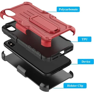 Zizo Heavy Duty Armor Case Pancerne etui iPhone X z podstawką + uchwyt do paska (Red/Black) - Etui i futerały do telefonów - miniaturka - grafika 5