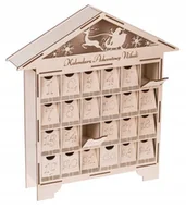 Ozdoby bożonarodzeniowe - KALENDARZ ADWENTOWY DLA DZIECI drewniany Domek NA ŚWIĘTA OZDOBA + IMIĘ - miniaturka - grafika 1