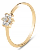 Pierścionki - ZŁOTY DELIKATNY PIERŚCIONEK Z KWIATEM KWIATEK 333 - miniaturka - grafika 1