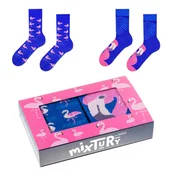 Skarpetki damskie - ZOOKSY kolorowe skarpetki damskie w zestawie r.36-40 2 pary, skarpetki w zwierzęta, skarpetki we flamingi - mixTURY PINK FLAMINGO - miniaturka - grafika 1