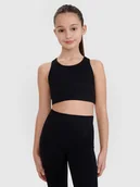 Biustonosze dla dziewczynek - 4F Stanik sportowy szybkoschnący dziewczęcy 4F JUNIOR x Anna Lewandowska - czarny 152/158 (11-13 lat) - miniaturka - grafika 1
