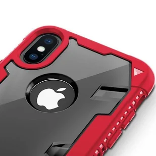 Zizo Proton Case Pancerne etui iPhone X ze szkłem 9H na ekran (Crimson Red/Trans Clear) - Etui i futerały do telefonów - miniaturka - grafika 6