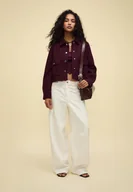 Kurtki damskie - Stradivarius Krótka kurtka miękka Wiśniowy XS - miniaturka - grafika 1