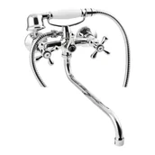 Baterie wannowe i prysznicowe - Bateria wannowa z widełkami z wylewką typu S Roma chrom Invena - miniaturka - grafika 1