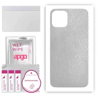 Szkła hartowane na telefon - Folia naklejka skórka strukturalna na TYŁ do Apple iPhone 11 Pro - Skóra Srebrna - apgo SKINS - miniaturka - grafika 1