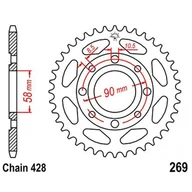 Części motocyklowe - Zębatka tylna stalowa JT R269-49, 49Z, rozmiar 428 - miniaturka - grafika 1